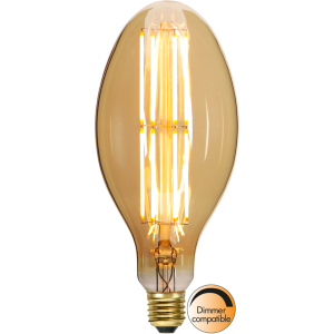 Mellemstor Amber Glass 23 cm høj Industrial Vintage LED