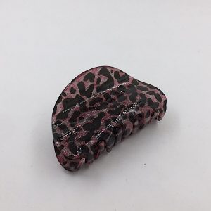 Hårklemme lyserød sølv leopard
