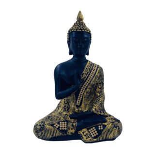Buddha Figur i sort Resin med Guld Detaljer Tilbud