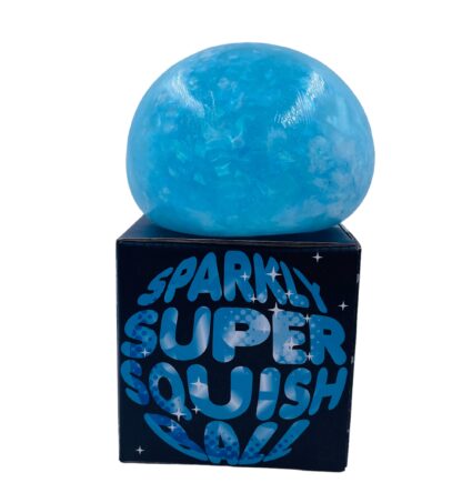 Kæmpe Stressbold med Glimmer Blå Sparkly Super Squish Ball Fidget Toy Legetøj Tilbud